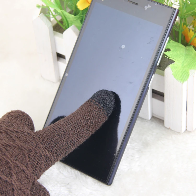 Новые популярные мужские и женские мягкие хлопковые зимние перчатки с сенсорным экраном теплые вязаные перчатки в форме блока 6 цветов