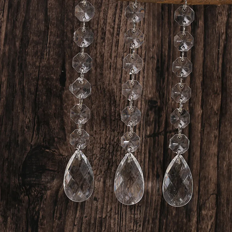

12pcs Acrylic Crystal Beads Garland Clear Diamond Strand Iridescent Wedding Party Home Chandelier Curtain Decoration