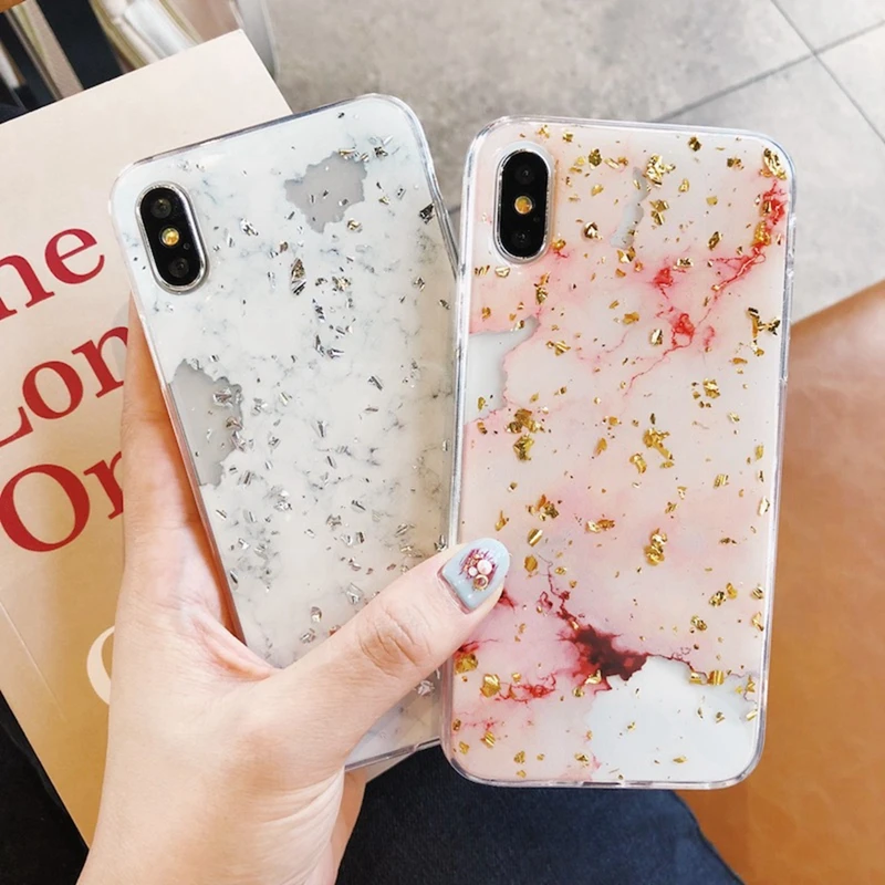 OLLIVAN Marble Phone Cases For iPhone 7 8 6 s Plus X Luxury Bling Glitter Silicon Case For iPhone 6 6s Plus Soft TPU Cover Funda (1)