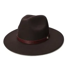 LUCKYLIANJI, Ретро стиль, для детей, Винтаж, шерсть, с широкими полями, кепка, фетровая шляпа, Панама, джаз, котелок, одноцветная шляпа, кожаный ремешок(54 см/регулируется