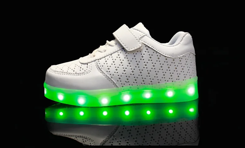 2016 25-35Size модные брендовые удобные дышащие детские светящиеся туфли мальчиков обувь для девочек Повседневное USB дети светодиодный свет