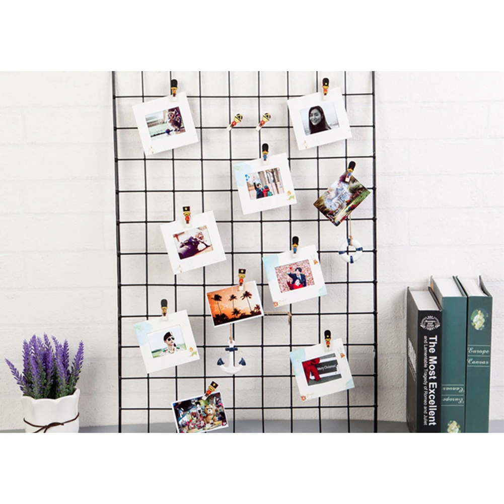 DIY Grid Photo Wall Multifunction Wall Mounted Living Room Iron Multi-frame Photos Storage Rack Home DIY Decoration