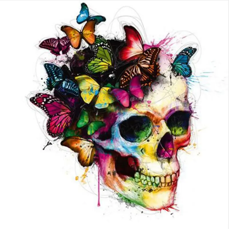 

Colorful Butterfly and Skull 5D Diamond Painting Full Diamond Covered DIY By Number Kits for Home Bedroom Decor 30 x 30 cm