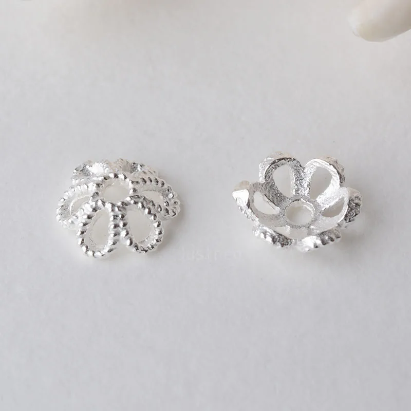 

solid 925 sterling silver flower bead cap, spacer bead caps, jewelry diy silver findings/components