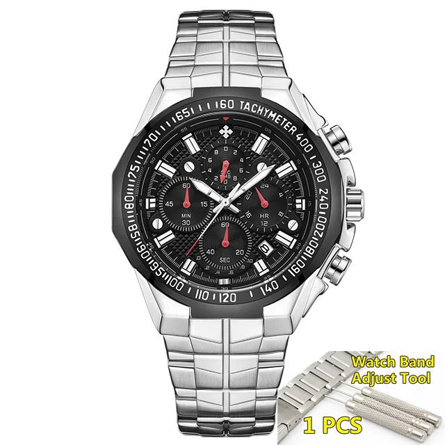 silver black WWOOR часы мужские новые роскошные брендовые хронограф большие золотые часы мужские модные водонепроницаемые спортивные мужские часы мужские reloj hombre - Цвет: silver black