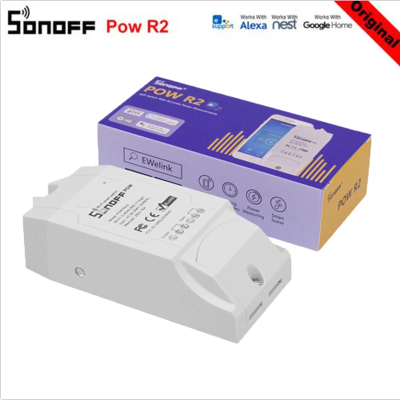 

Sonoff Pow R2 Smart Wifi Switch Controller With Real Time Power Consumption Measurement Smart Home Device with Google Home Alexa