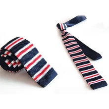 Мужской модный тонкий полосатый стиль тонкий узкий хлопчатобумажный галстук темно-синий