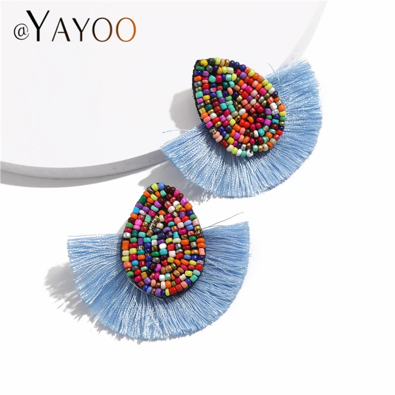 Colorful Beaded Tassel Earrings for Women Fashion Wedding Big Statement Female Fringe Hanging Earings Jewelry dangle earrings drop earrings pendant earrings long earrings crystal tassel earrings