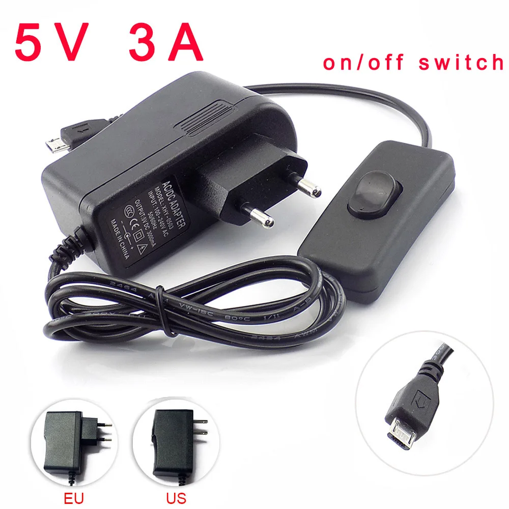 Micro USB 5V 3A 3000mA AC to DC Power Supply Adapter EU US Plug Charger Charging Adapter 100-240V for Raspberry Pi Zero Tablet Micro USB 5V 3A 3000mA AC to DC Power Supply Adapter EU US Plug Charger Charging Adapter 100-240V for Raspberry Pi Zero Tablet