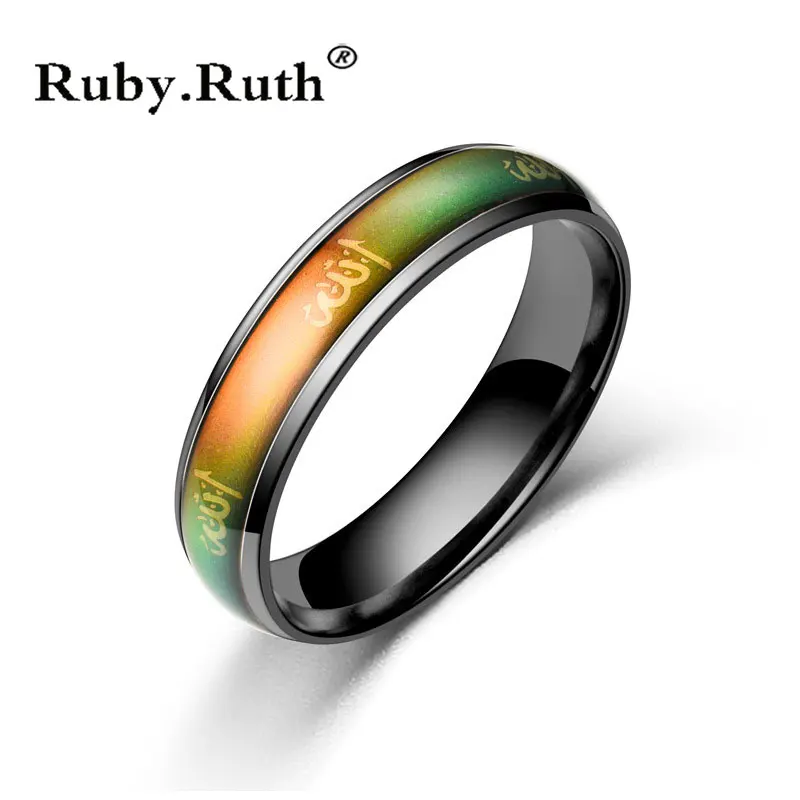 

Stainless Steel Temperature Mood Change Color Muslim Allah Islam Arabic Middle Women Men Ring jewelry Dropshipping