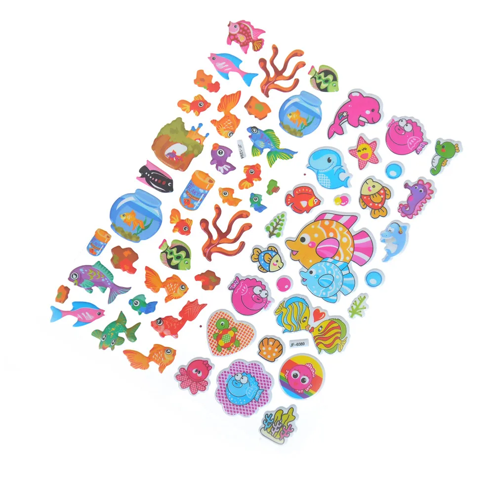 

5 Sheets/set Emoji Reward Marine Life Animals Scrapbooking Bubble Puffy Stickers Sea Fishes Stickers Kids Toys