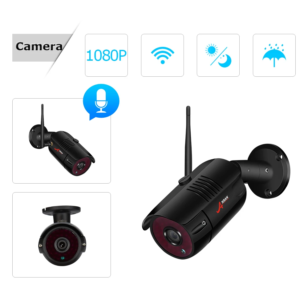 ANRAN CCTV P2P подключи и играй 8CH Wifi NVR 36IR наружная пуля 1080P видео аудио IP Беспроводная камера система безопасности жесткий диск