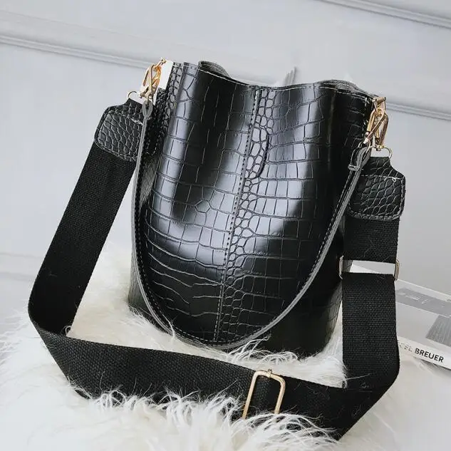 DAUNAVIA, сумка через плечо, крокодиловая сумка, сумки для женщин, сумки на плечо, дизайнерская, модная, Лоскутная, роскошная, искусственная кожа, высокая емкость - Цвет: black