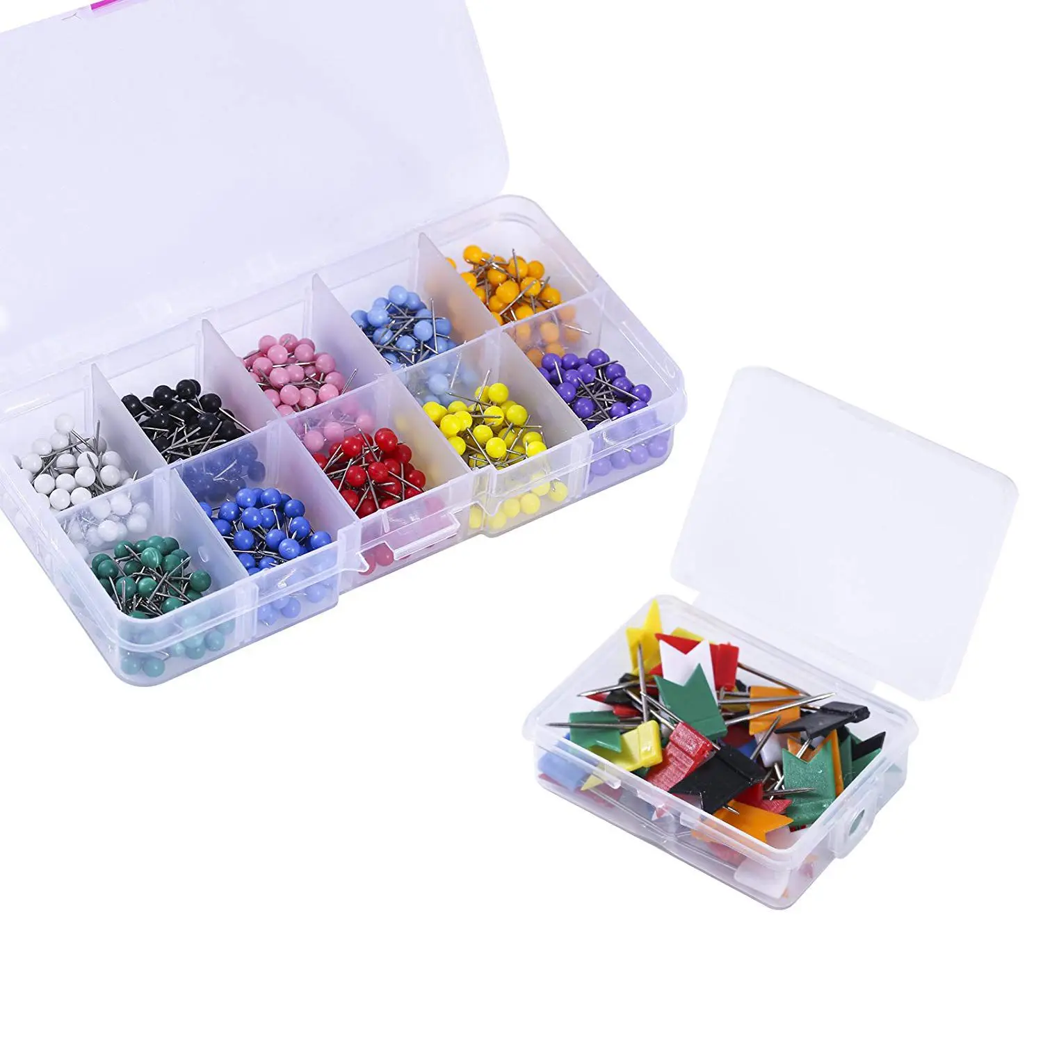 Шт. 550 шт. красочные карты Push Pins Thumb Tacks шт., 500 шт. круглая голова карты Tacks, шт. 50 шт. Флаг Карта Push pins для доски объявлений, ткань Ma