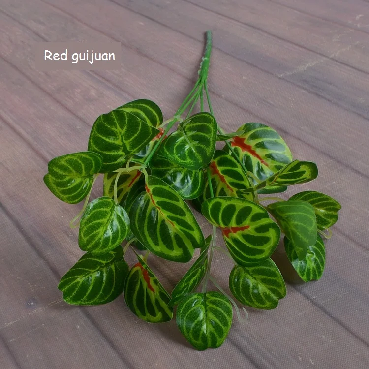 Зеленое искусственное маленькое растение бонсай, цветок в горшках, папоротник для нового года, украшения дома, вечерние, свадебные аксессуары - Цвет: Красный