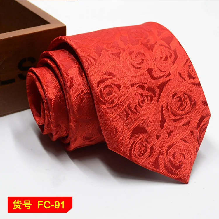 100 стильные шелковые мужские галстуки в полоску с цветочным принтом 8 см жаккардовые Аксессуары для галстуков повседневная одежда галстук свадебный подарок для мужчин - Цвет: FC-91