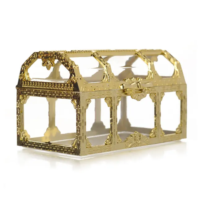 SOOTOP 1pc Glass Jewelry Box Rectangle Transparent Trinket Organizer Decorative Jewelry Display Rings Bracelet Golden Organizer Home Decor 10 * 8 * 5cm
