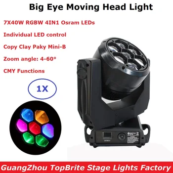 

Professional Stage Light LED Zoom Functions 7X40W RGBW 4IN1 Big Eye Moving Head Light Dj Lighting Effect Moving Head Beam Light
