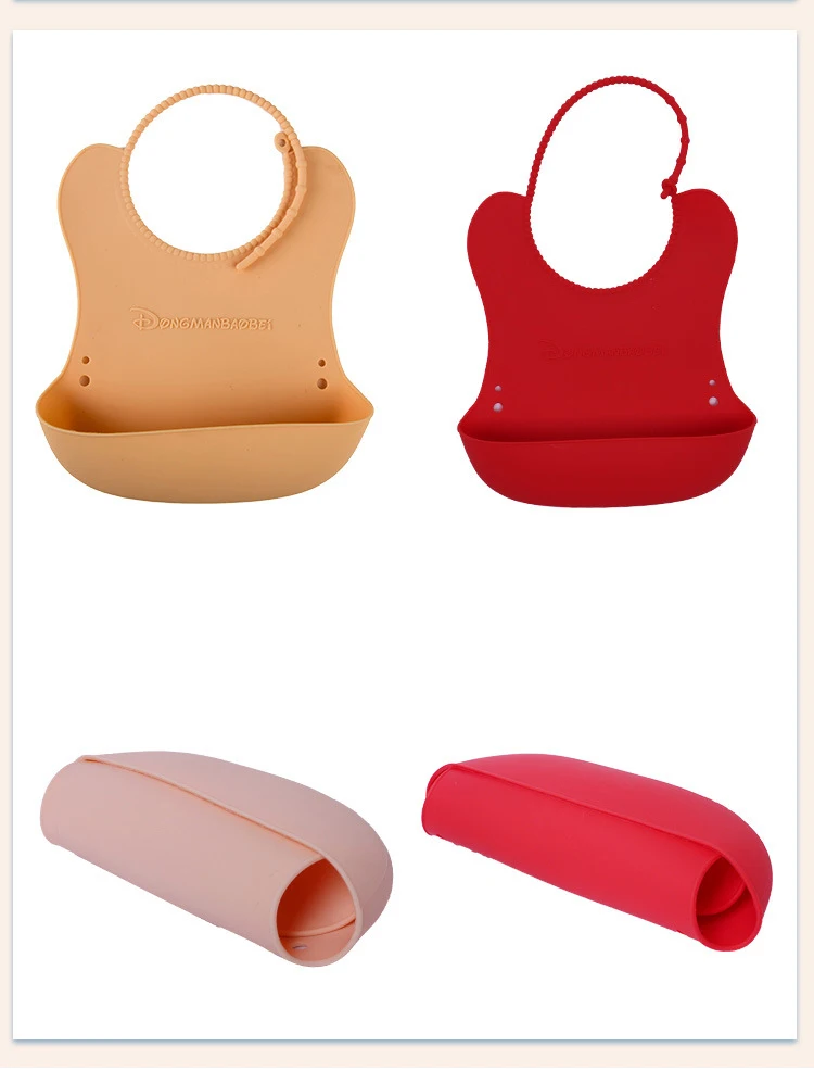 4 Colors Silicone Baby Bib Waterproof Soft Plastic Toddler Bibs Newborn