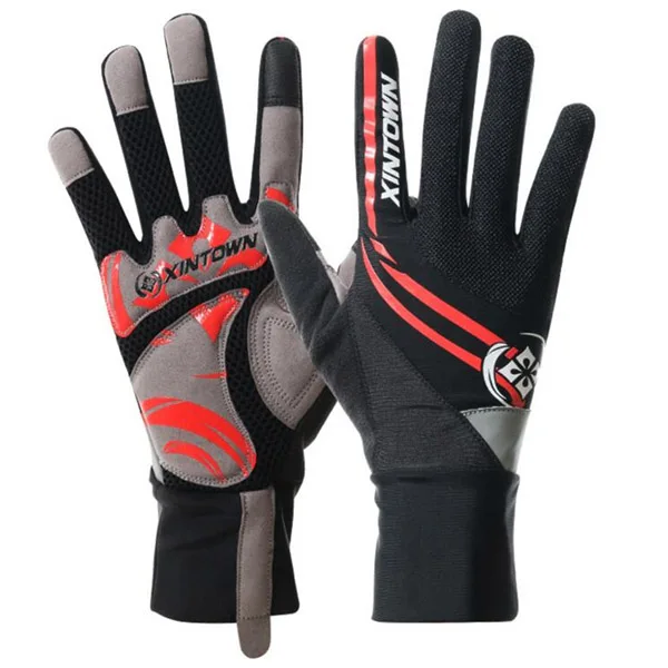 Полный палец велосипедные перчатки мужские уличные Mtb шоссейные велосипедные 3D спортивные сенсорные Гелевые перчатки Padde - Цвет: Red