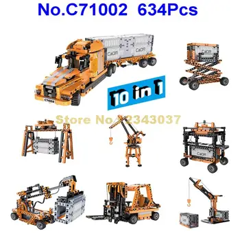 

c71002 634pcs 10in1 city port truck engineering intelligent sound infrared induction motor rc building blocks Toy