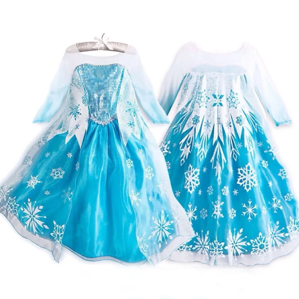 Queen Elsa Dresses Snow Queen Elsa Costumes Princess Anna Elsa Dress for Girls Dress Cosplay Elza Clothes Children Clothing