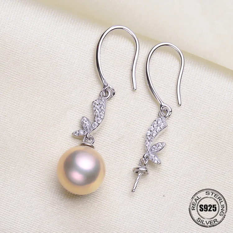 

HOT High Quality 925 Sterling Silver Stud Earrings Settings DIY Pearl Earring Hooks Findings Women's Jewelry Making Accessories