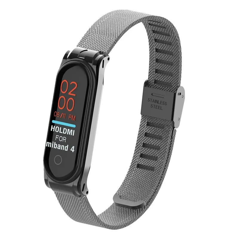 Metal Strap bracelet Mi Band 4 3 Wrist Strap 4 3 NFC Straps Stainless Steel MiBand 4 3 Wrist Band Strap for Xiaomi MiBand - Цвет: black