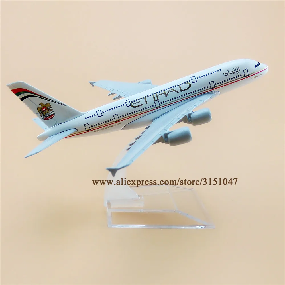 16 см сплав металла Air Etihad Airbus 380 A380 Airways модель самолета Модель W Стенд самолет