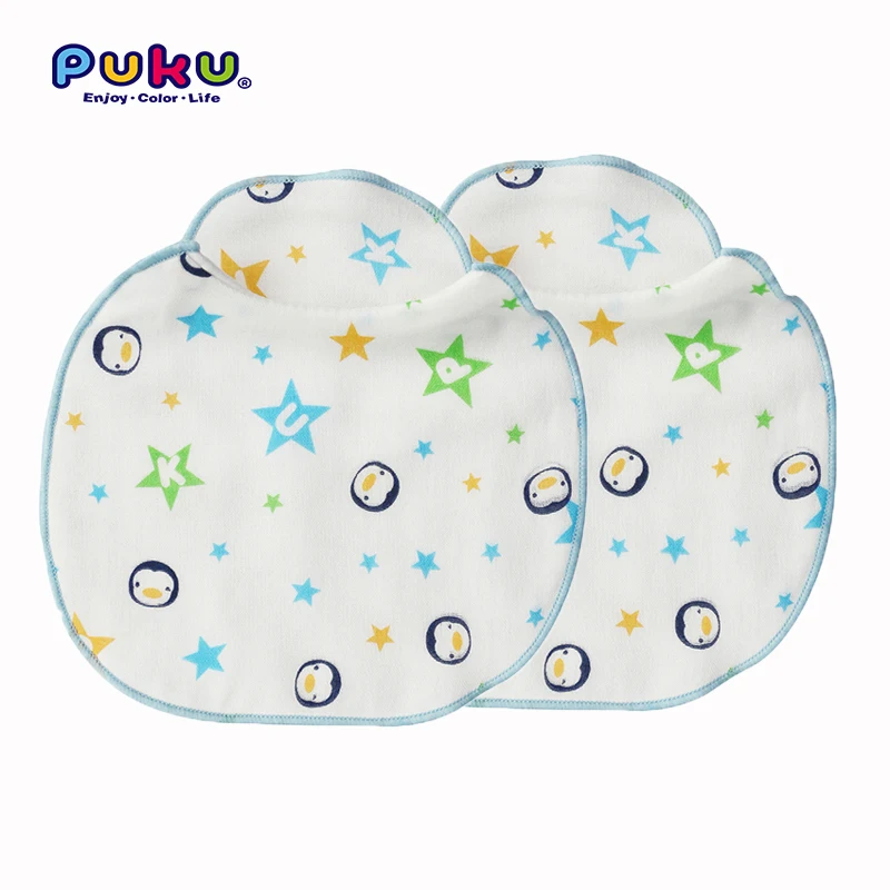 PUKU Newborn Gauze Bib Baby Baberos Bandana 2pcs Kids Handkerchief Cotton Saliva Towel Feeding Washcloths Waterproof Slabber1 (2)