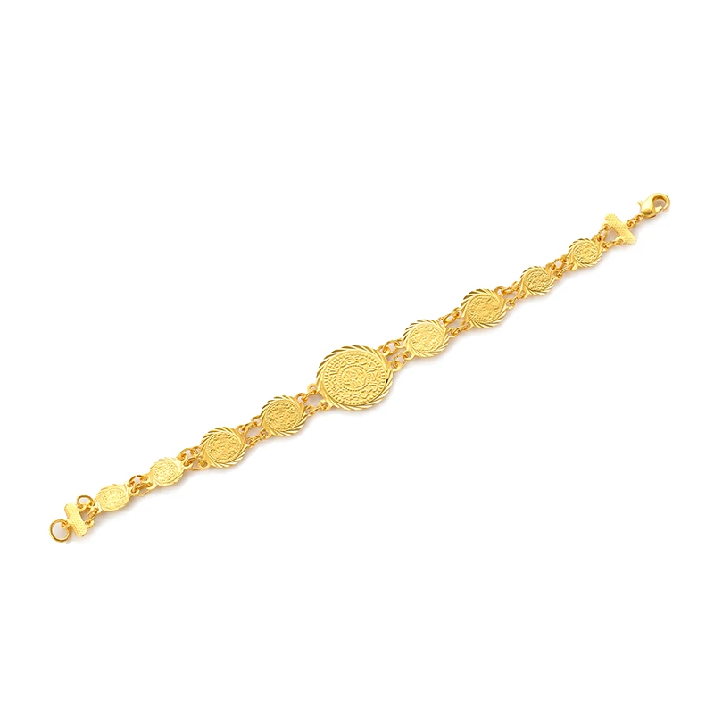 Классический Золотой цвет Деньги Монета браслет мусульманские Арабские монеты браслет для женщин ювелирные изделия Среднего Востока аксессуары Подарки - Окраска металла: Gold