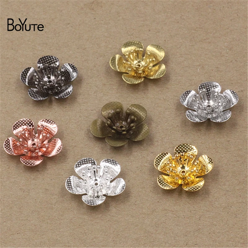 

BoYuTe Wholesale Charms Filigree Flower 18*6MM 100 Pcs 7 Colors Brass Material Vintage Diy Jewelry Charms