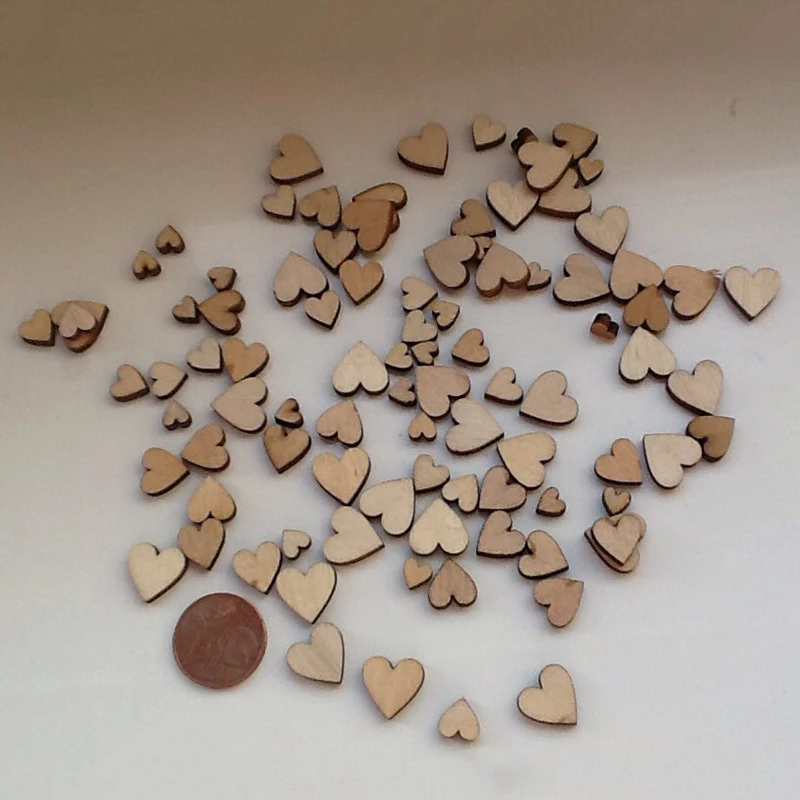 

New 100pcs 4 Sizes Mixed Rustic Wooden Love Heart Wedding Table Scatter Decoration