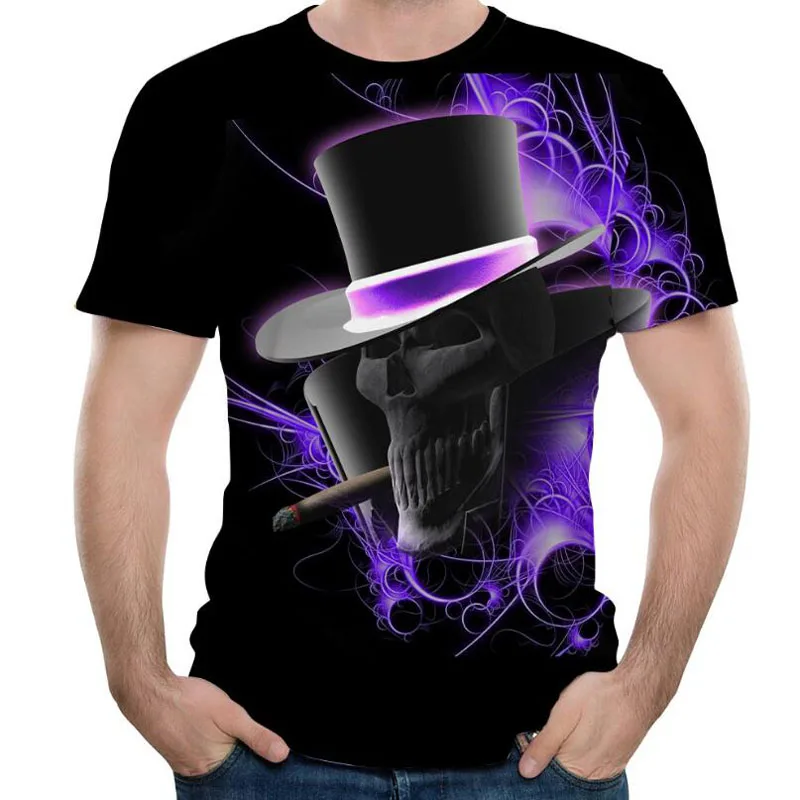 Mens T Shirts Fashion 2019 Summer Loose Tshirt Man High Quality O Neck Short Sleeve T-shirt Men 3D Skull T-shirts Men T Shirts