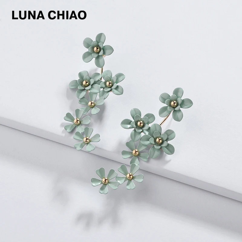 Серьги гвоздики с эмалированными цветами LUNA CHIAO новые трендовые большие серьги
