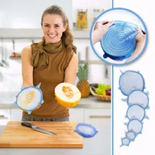 6PCS Silicone Stretch Lids Universal Lid Silicone Food Wrap Bowl Pot Lid Silicone Cover Pan Cooking Kitchen Accessories silicone food wrap bowl pot cover stretch lid kitchen vacuum sealer