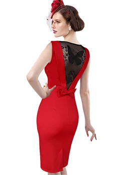 FEIBUSHI-Women-Sexy-Elegant-See-Through-Back-Bow-Butterfly-Lace-Party-Evening-Special-Occasion-Pencil-Vestidos