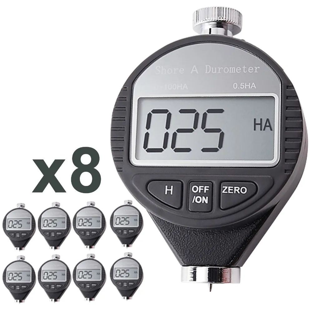 

8 pieces x Digital Hardness Meter Durometer 0~100HA Dial Scale Plastic Rubber Tire Tyre Shore A Tester