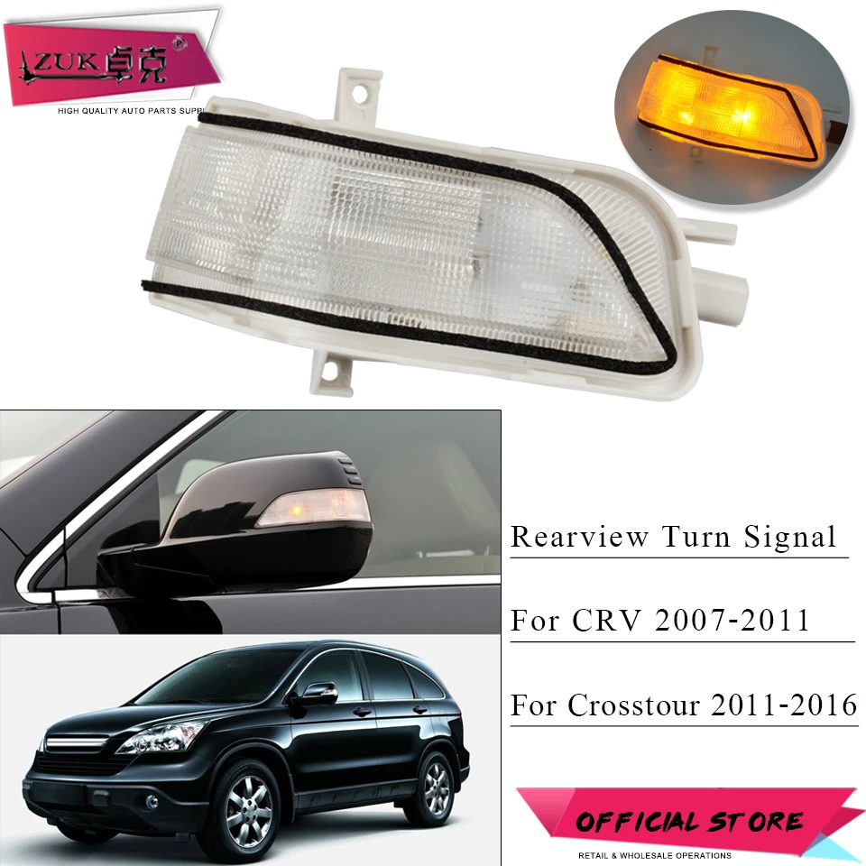 

ZUK Outer Side Rearview Mirror Turn Signal LED Light Rear View Repeater Flasher Lamp For HONDA CRV 2007-2011 Crosstour 2011-2016