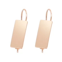 Fj feminino brincos lisos quadrado cobre 585 rosa ouro cor balançar gota brincos longos