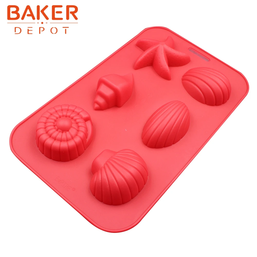 BAKER DEPOT форма звезды силиконовая форма для торта Пудинг jello формы 6 отверстий силиконовая форма для мороженого, шоколада раковина для рыбы мыло ручной работы плесень