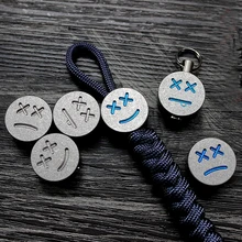 1 шт. титановые бусины для ножа в форме кнопки, лицевые бусы на веревочке из титанового сплава, экспрессивные паракордовые бусины EDC DIY