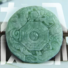 

100% Natural grade A jadeite PENDANT love's Dragon and BAGUA lady women girl pendants love gift