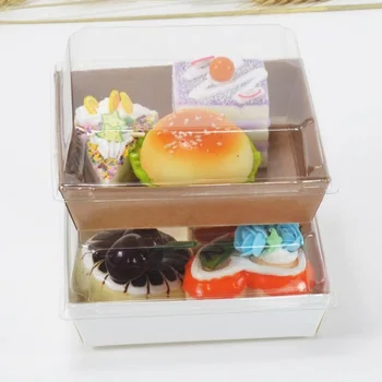 

100pcs Sandwich Box Salad Dessert Cake Packaging Boxes with Transparent Plastic Lids Kraft Cardboard Paper Gift Box