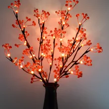 48L/60L светодиодный светильник на ветке Красной ягоды, ваза, цветочный светильник, домашний сад, настольный, вечерние, Декор, подарок на день рождения, цветок, ветка, светильник