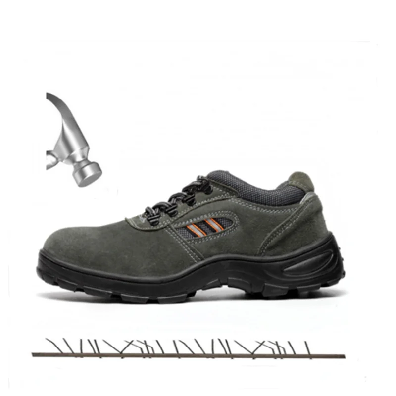 

Men Genuine Leather Breathable Waterproof Work Boots Outdoor Construction Protection Steel Toe Cap Work Safety Shoes