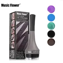 Music Flower немаркое подводка для глаз цвета из водонепроницаемого материала; Подводка для глаз, без налета, подводка-гель для глаз с кистью