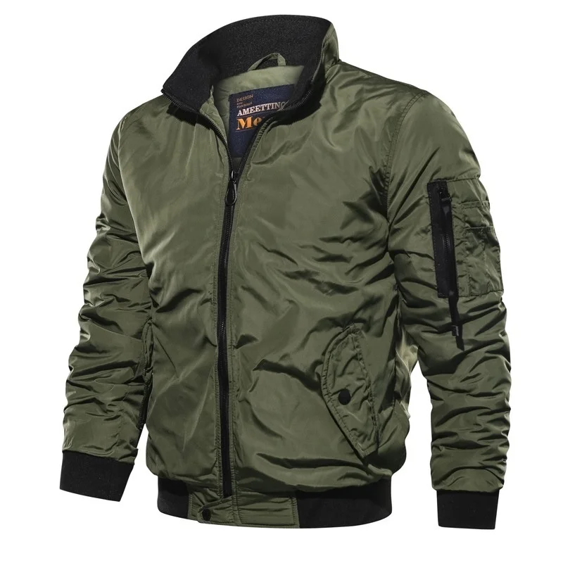 LBL Solid Bomber Jacket Men Casual Autumn Spring Military Pockets Jackets Man Outwear Slim Fit Mens