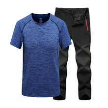 Мужская летняя футболка брюки костюм дышащая быстросохнущая уличная одежда для прогулок и походов рыбий подъем Бег Спорт негабаритный быстро сухой 6XL брюки
