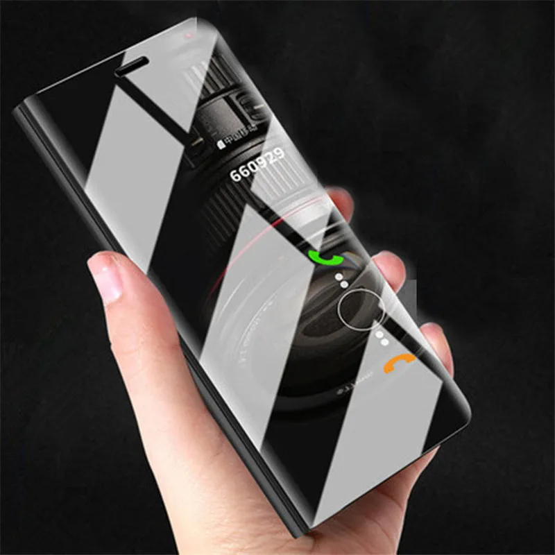 

Mate 20 Mirror Flip Stand Case For Huawei Mate 20 lite Smart Clear View Cover Silicon+Leather Case for Huawei Mate 20 pro mate20